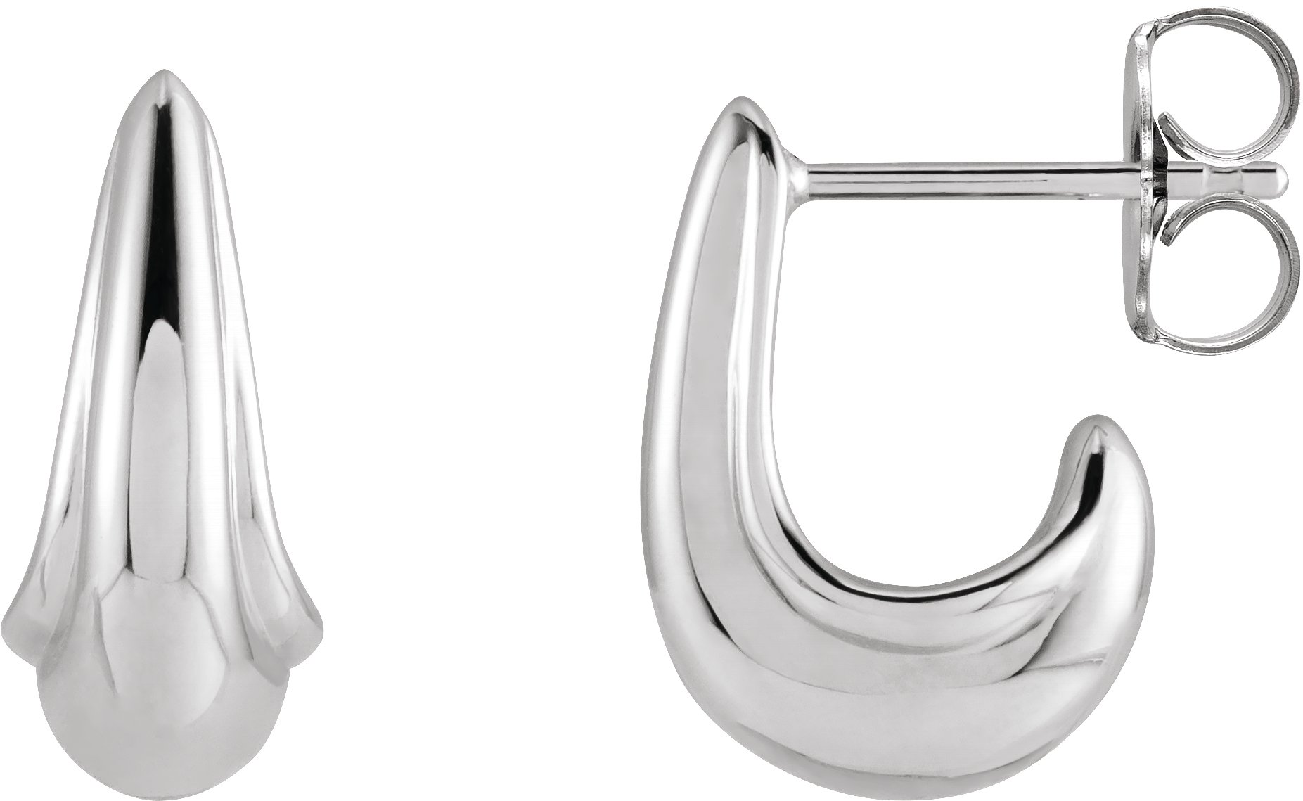 Sterling Silver Tapered J-Hoop Earrings