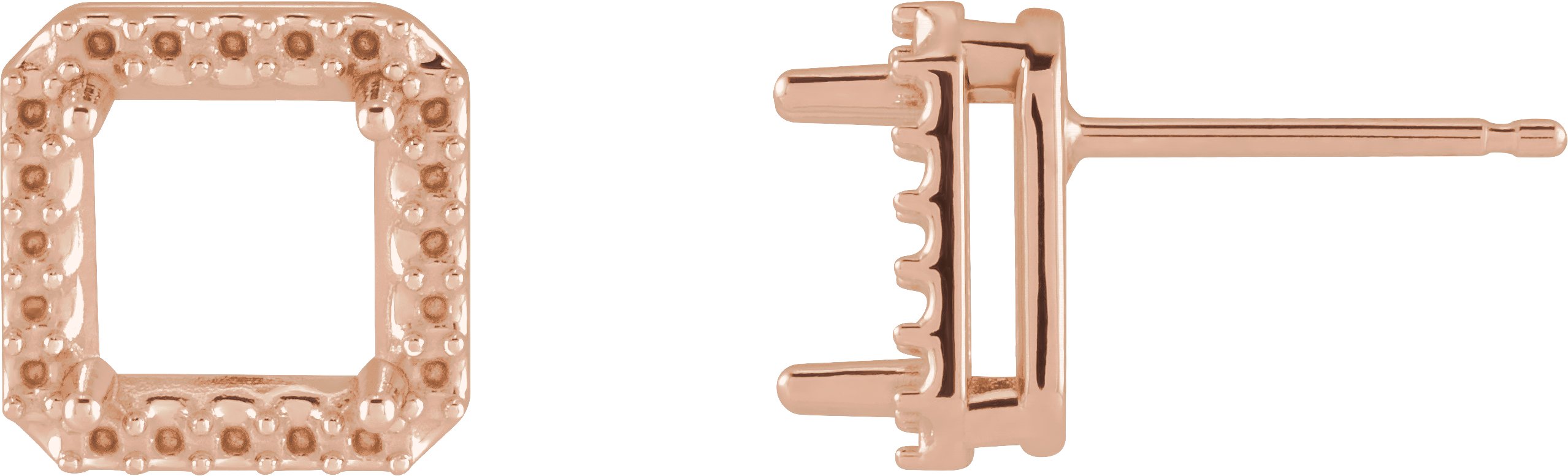 Square 4-Prong Halo-Style Earring