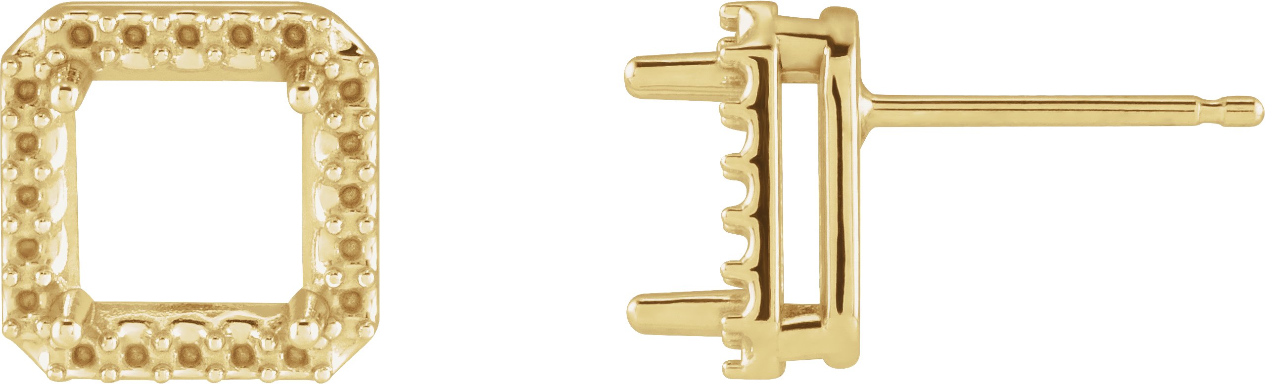 Square 4-Prong Halo-Style Earring