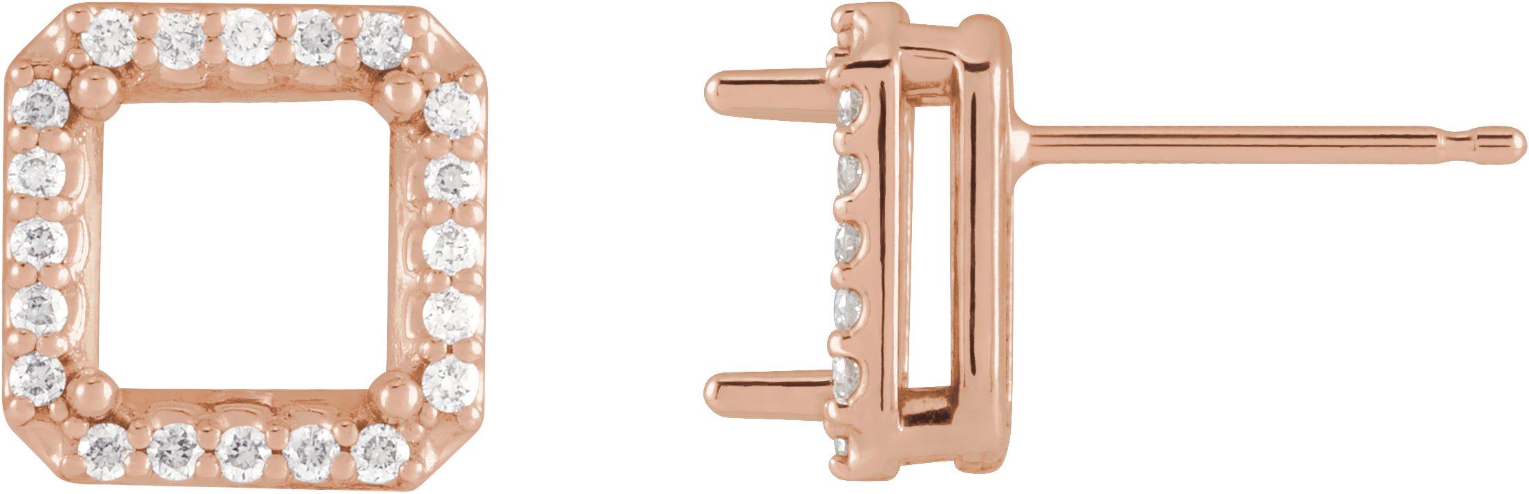 Square 4-Prong Halo-Style Earring