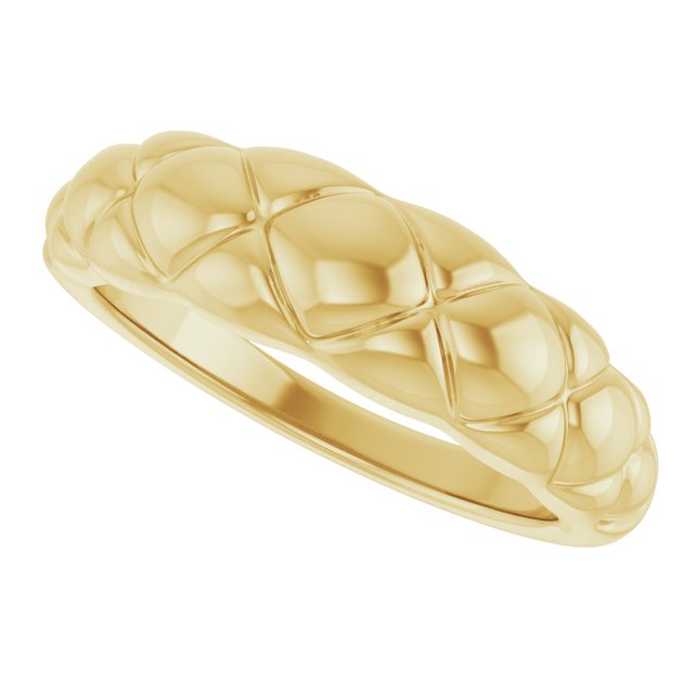 14K Yellow Quilted Dome Ring