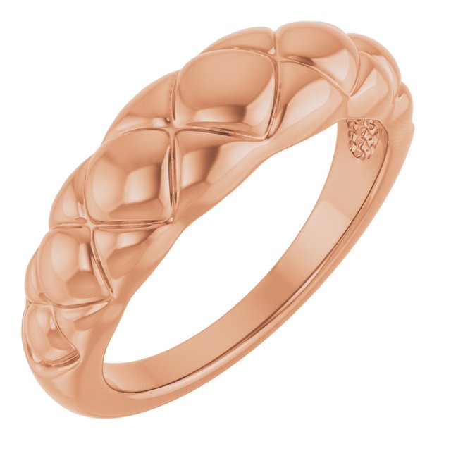 14K Rose Quilted Dome Ring