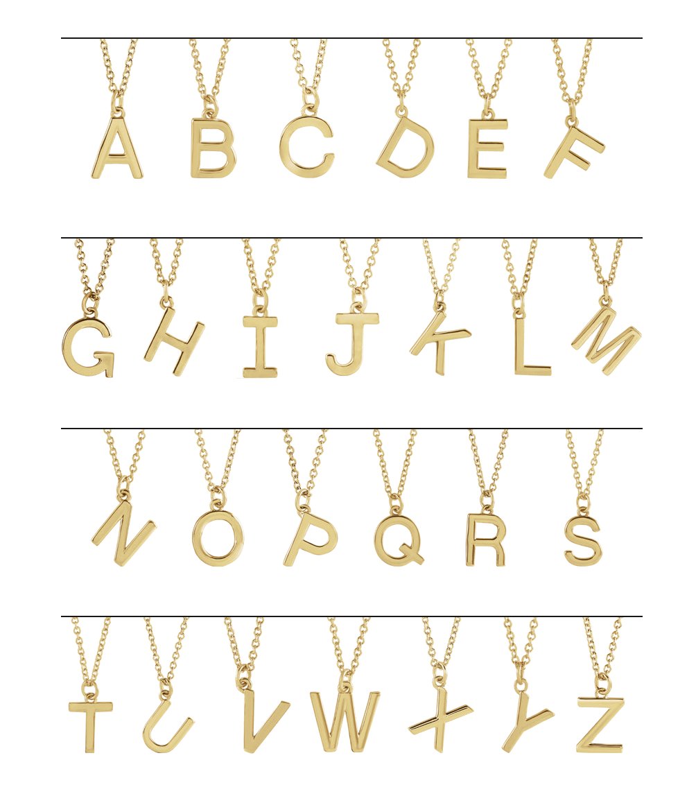 14K Yellow Initial M Dangle 18 Necklace