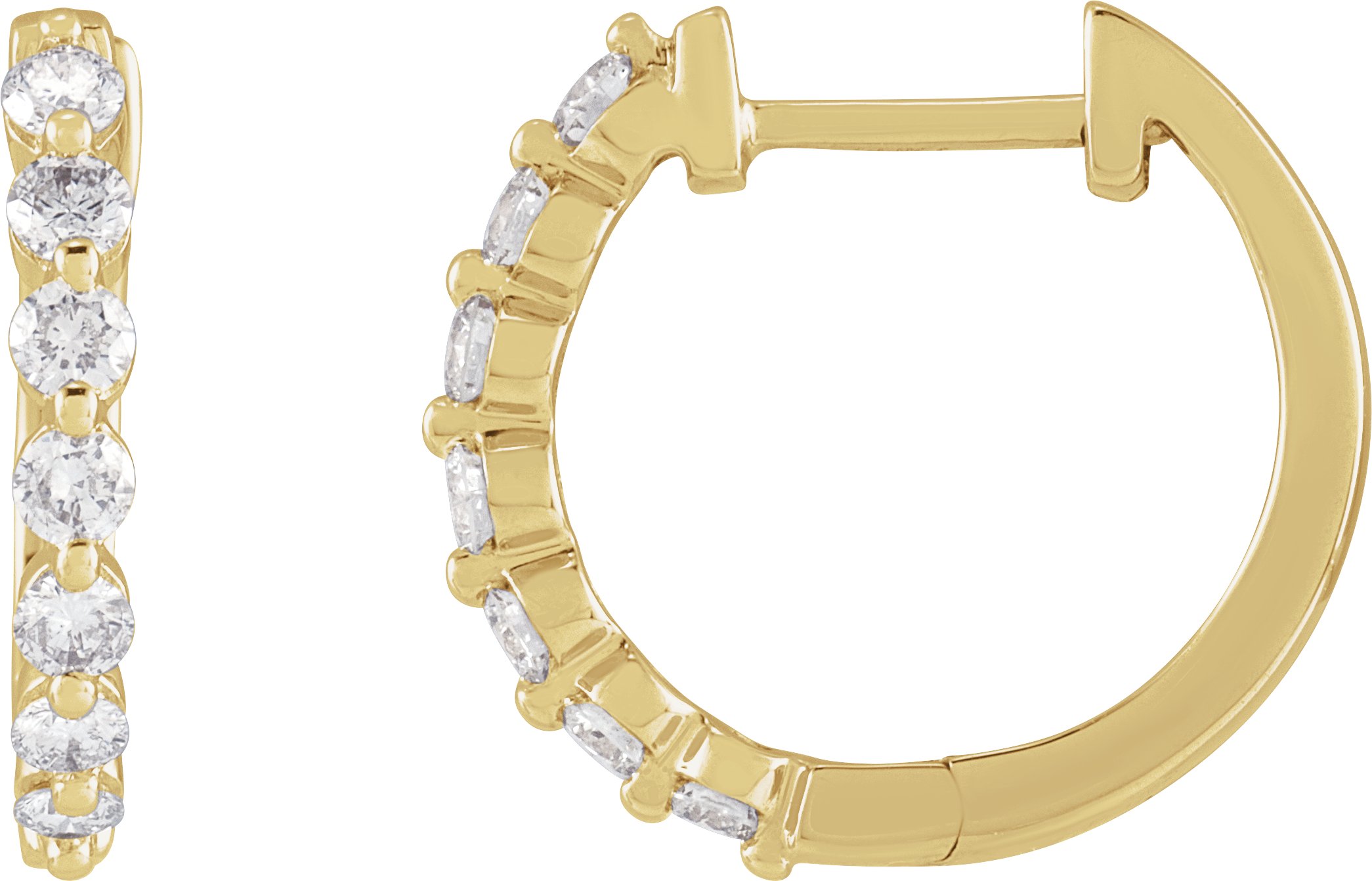 14K Yellow 1/2 CTW Natural Diamond Hoop Earrings