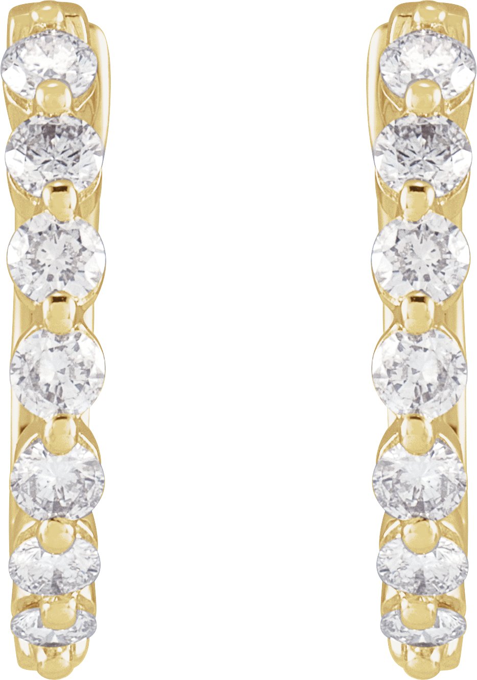 14K Yellow 1/2 CTW Natural Diamond Hinged 15.25 mm Hoop Earrings