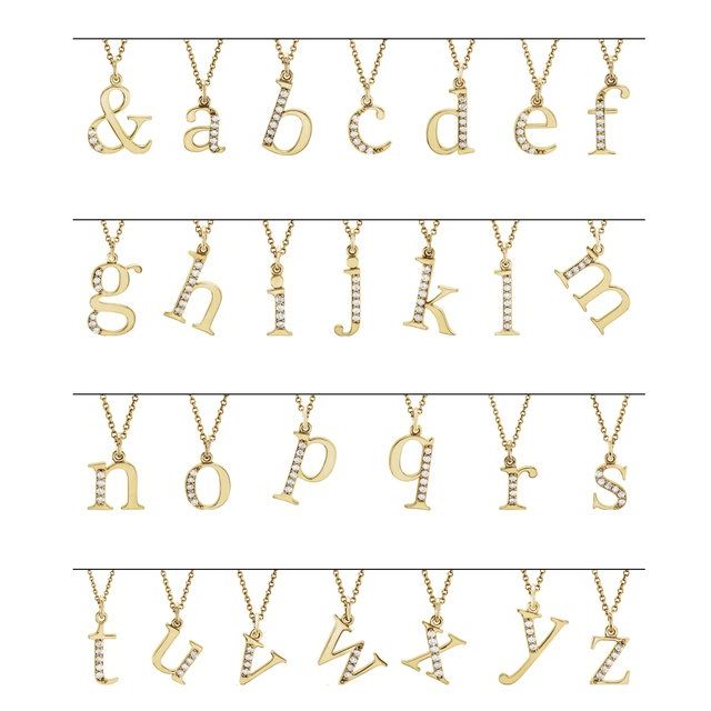 14K Yellow .025 CTW Natural Diamond Lowercase Initial A 16 Necklace