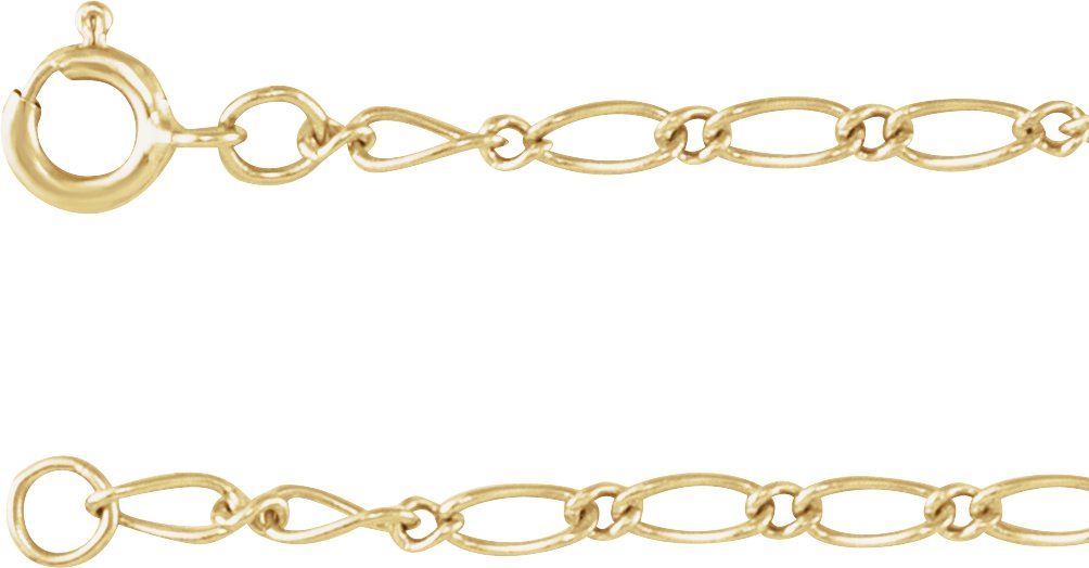 14K Yellow 1.5 mm Figaro 24" Chain