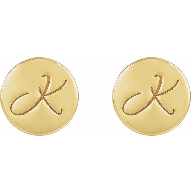 14K Yellow 10 mm Engravable Disc Earrings