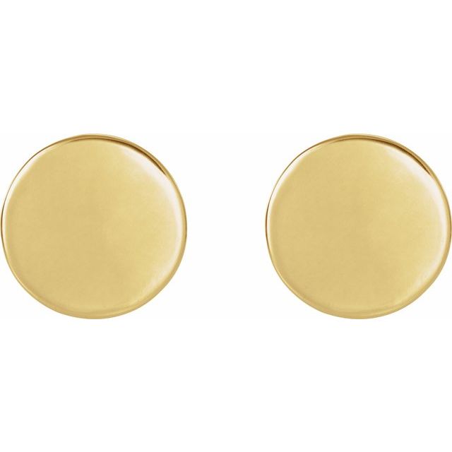 14K Yellow 10 mm Engravable Disc Earrings