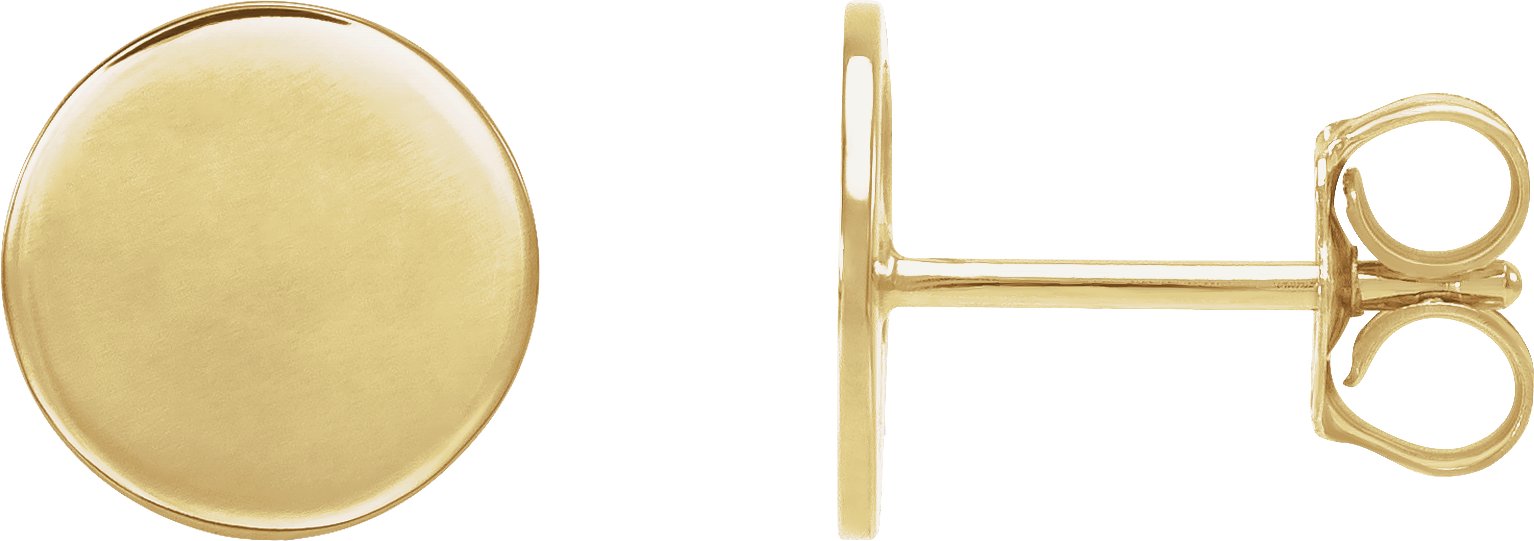 14K Yellow 8 mm Engravable Disc Earring