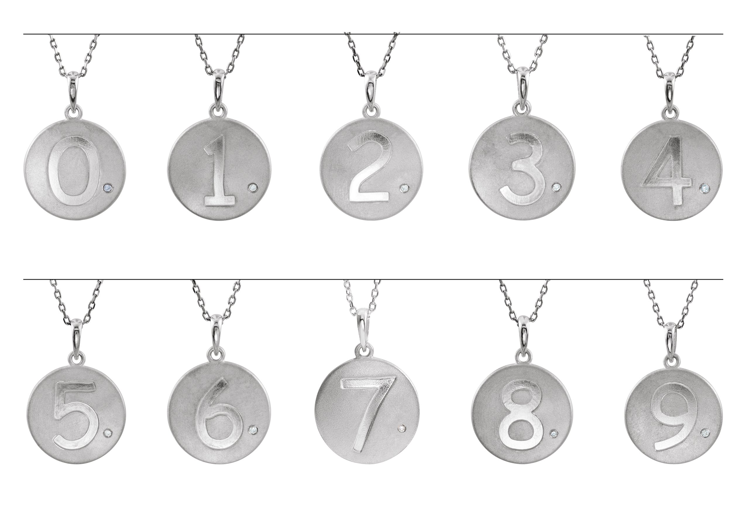 Alternative view of Accented Numeral Pendant – Sterling Silver
