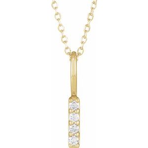 14K Yellow .07 CTW Natural Diamond Vertical Bar 16-18" Necklace