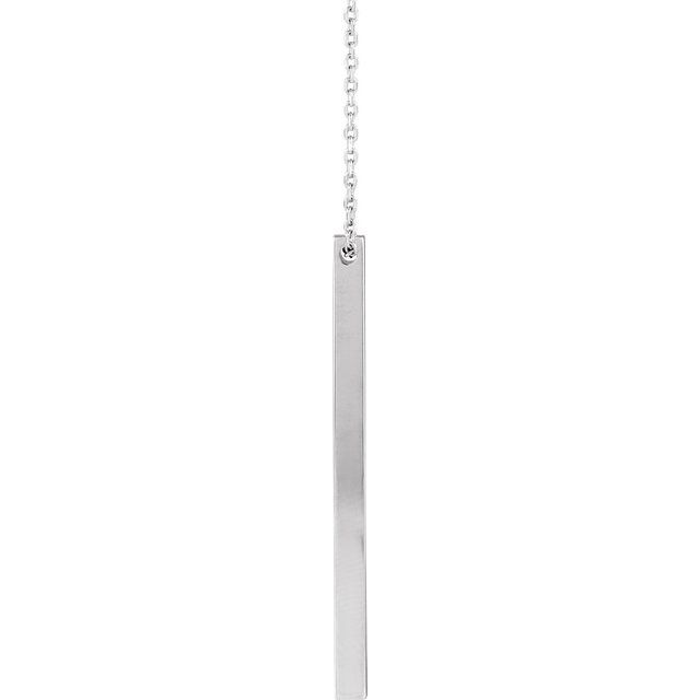 14K White 35x2.5 mm Engravable Four-Sided Vertical Bar 16-18 Necklace