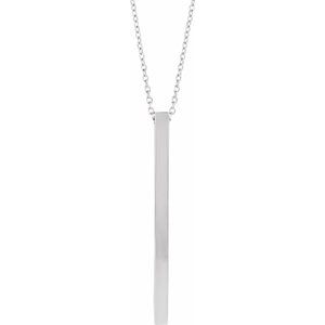 14K White Engravable Four-Sided Bar 16-18" Necklace
