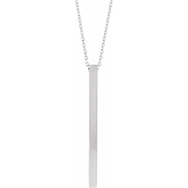 Sterling Silver 35x2.5 mm Engravable Four-Sided Vertical Bar 16-18 Necklace