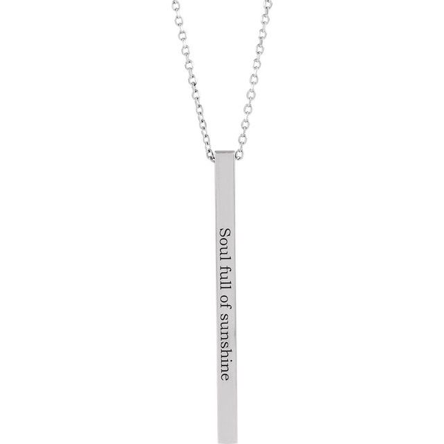 Sterling Silver 35x2.5 mm Engravable Four-Sided Vertical Bar 16-18 Necklace