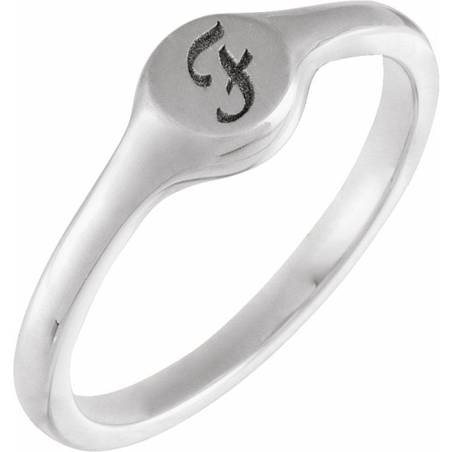 Sterling Silver Round Petite Signet Ring