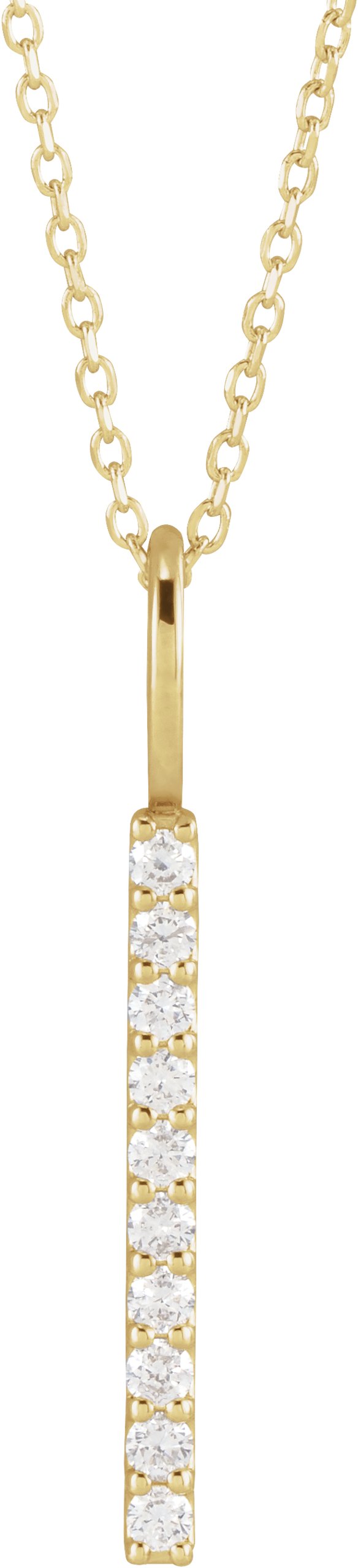 14K Yellow 1/6 CTW Natural Diamond Vertical Bar 16-18" Necklace