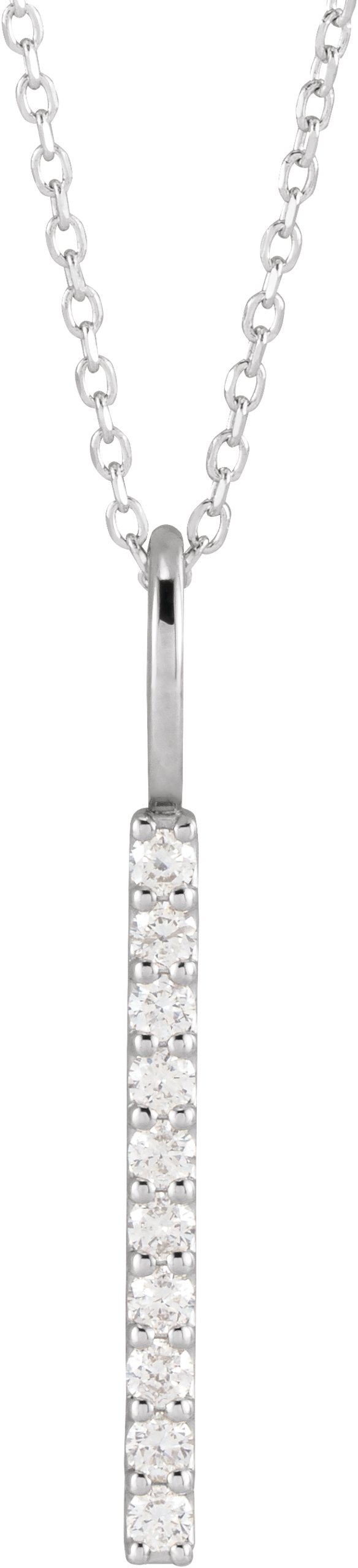 14K White 1/6 CTW Natural Diamond Vertical Bar 16-18 Necklace