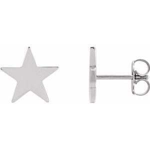 14K White 6.2 mm Star Friction Post & Back Earrings