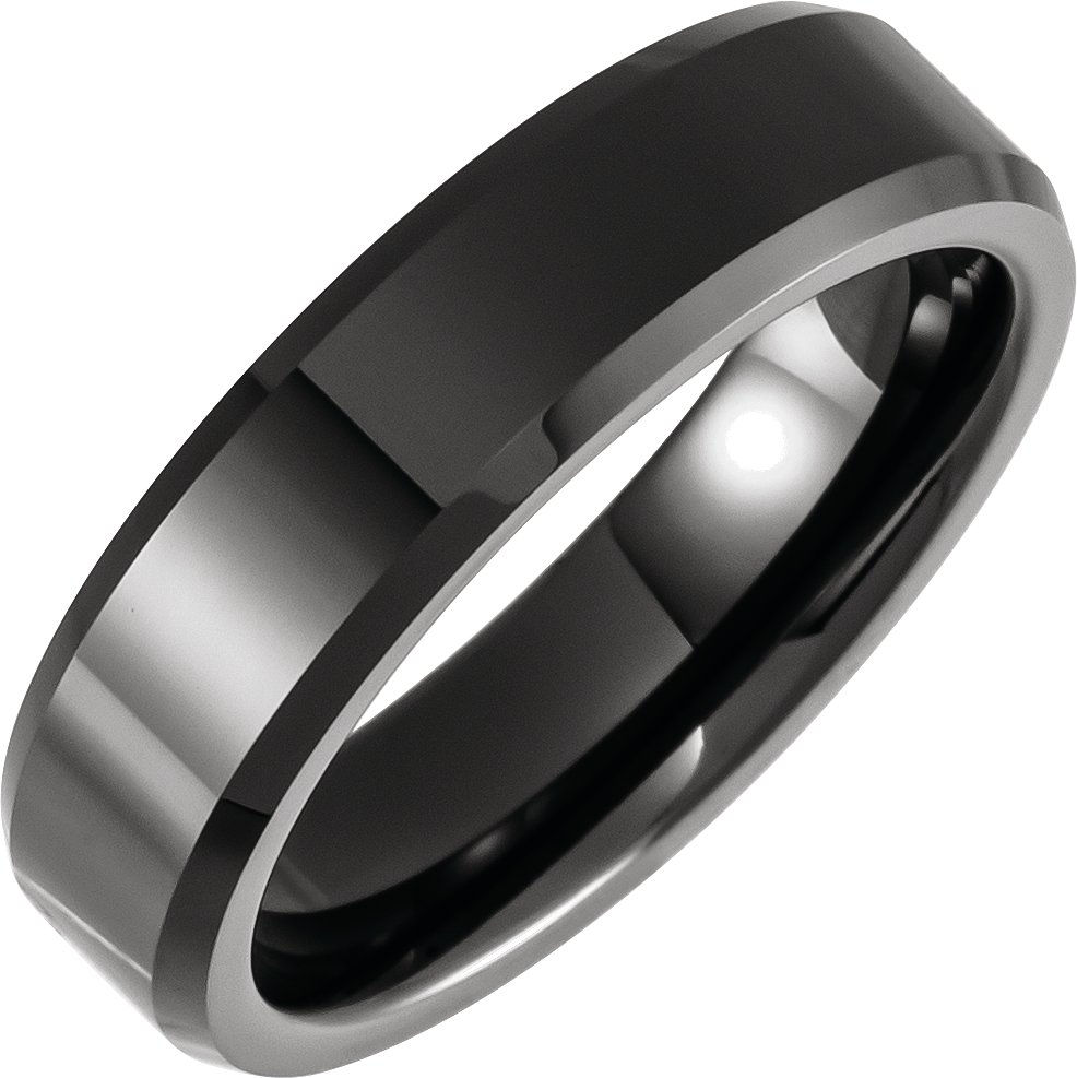 Black Ceramic 6 mm Beveled Edge Band Size 8