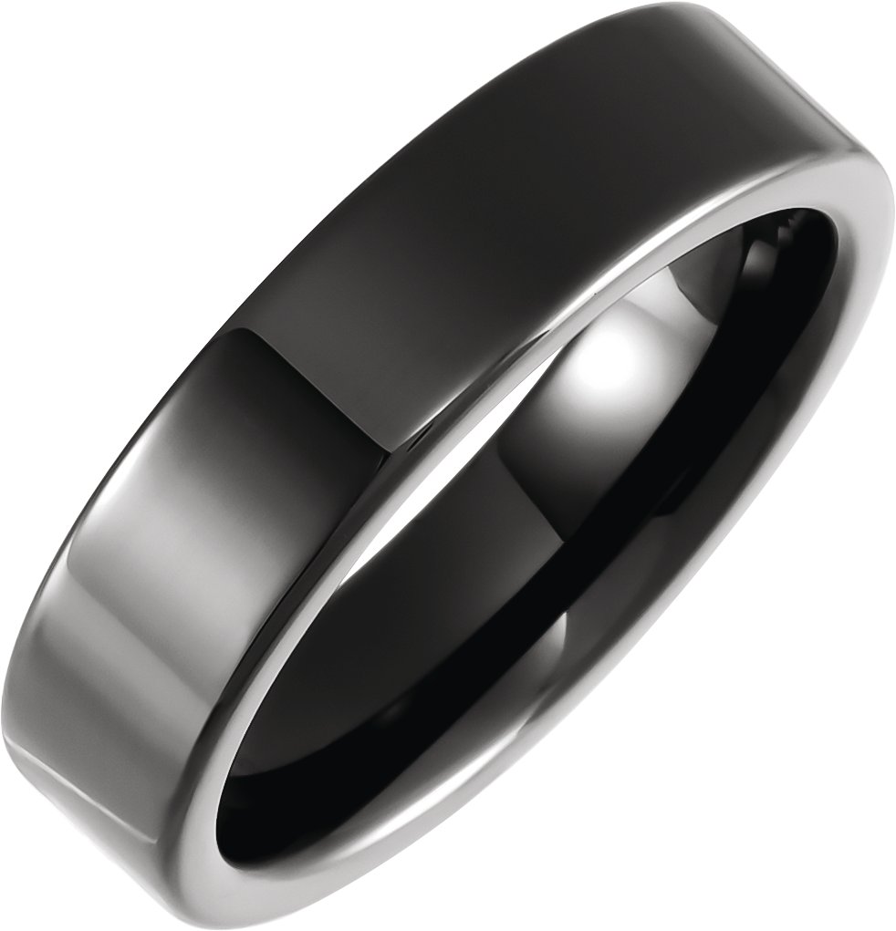 Black Ceramic 6 mm Flat Band Size 7.5