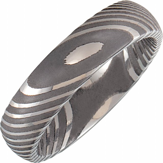 Damascus Steel 6 mm Twisted Dome Band Size 10.5