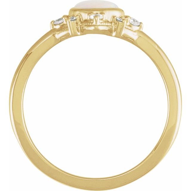 14K Yellow Natural Opal & 1/10 CTW Natural Diamond Halo-Style Ring