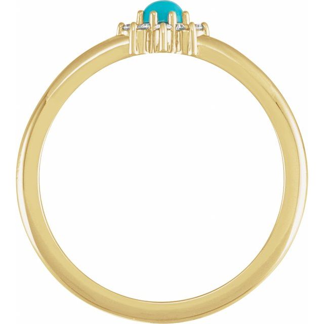 14K Yellow Natural Turquoise & .07 CTW Natural Diamond Halo-Style Ring 