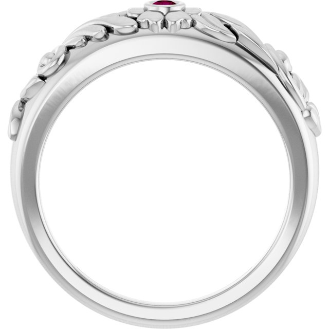 Sterling Silver Natural Rhodolite Garnet Floral Ring
