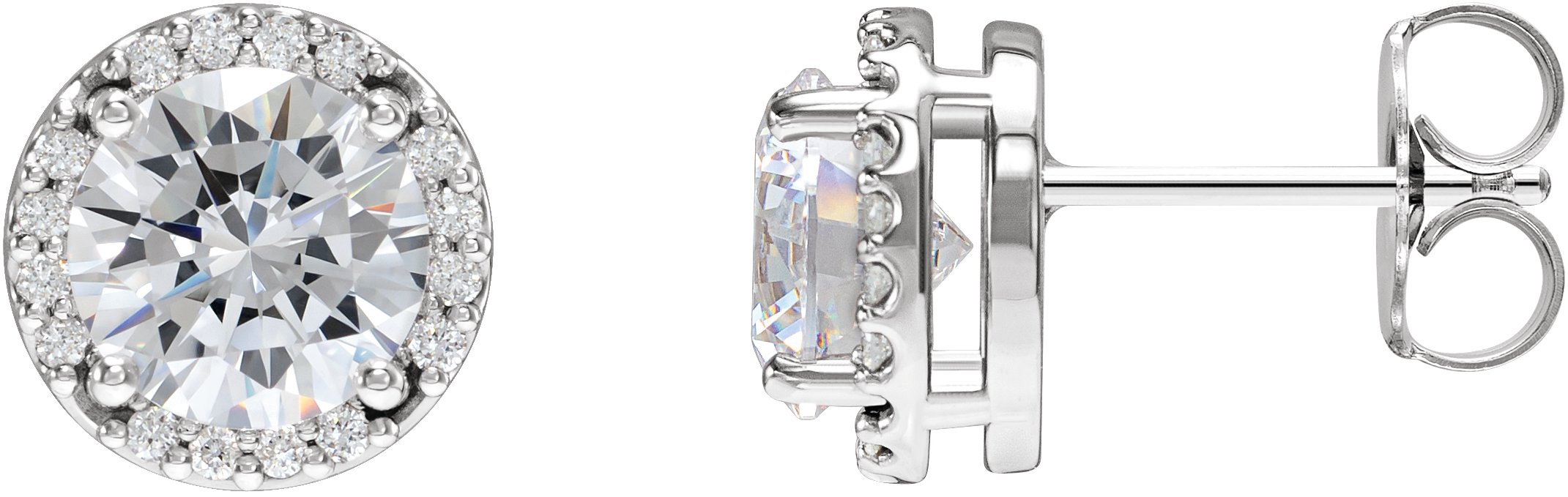 14K White 1/2 CTW Natural Diamond Halo-Style Earrings