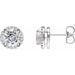 14K White Lab-Grown Moissanite & 1/10 CTW Natural Diamond Halo-Style Earrings