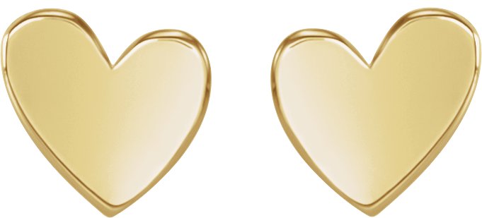14K Yellow 6 mm Left Asymmetrical Heart Friction Post & Back Earring