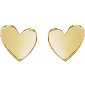 14K Yellow 6 mm Asymmetrical Heart Earrings