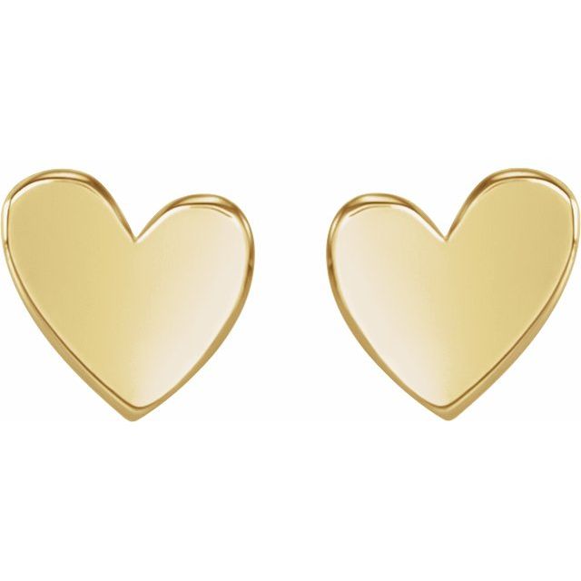 14K Yellow 6 mm Asymmetrical Heart Friction Post & Back Earrings
