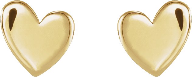 14K Yellow 4 mm Asymmetrical Heart Friction Post and Back Earrings Ref 19658521