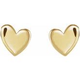14K Yellow 4 mm Asymmetrical Heart Friction Post & Back Earrings