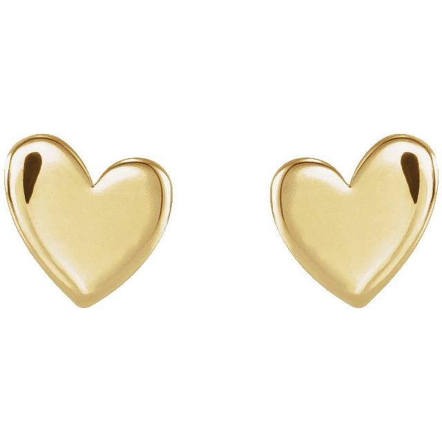 14K Yellow 4 mm Asymmetrical Heart Earrings