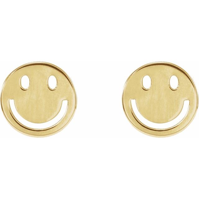 14K Yellow 6 mm Smiley Face Friction Earrings