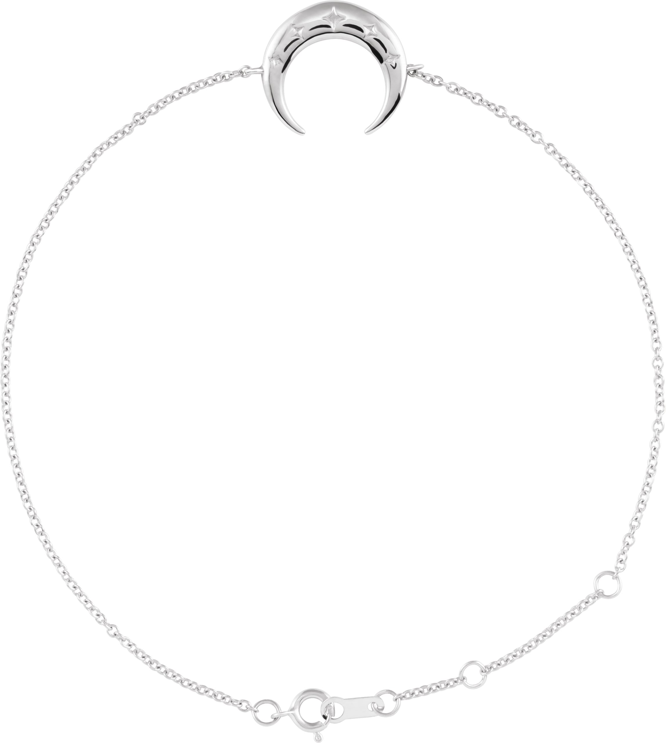 14K White Adjustable Crescent 6 1/2"-7 1/2" Bracelet