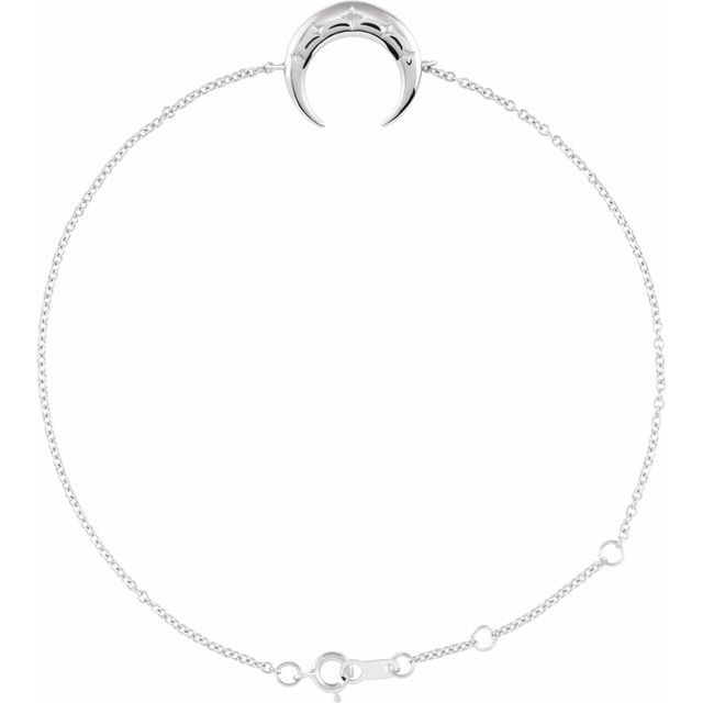 Sterling Silver Adjustable Crescent 6 1/2"-7 1/2" Bracelet