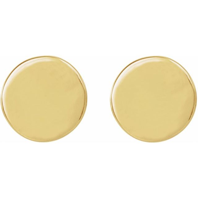 14K Yellow 6.3 mm Engravable Disc Earrings