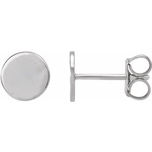Sterling Silver 6.3 mm Engravable Disc Earrings