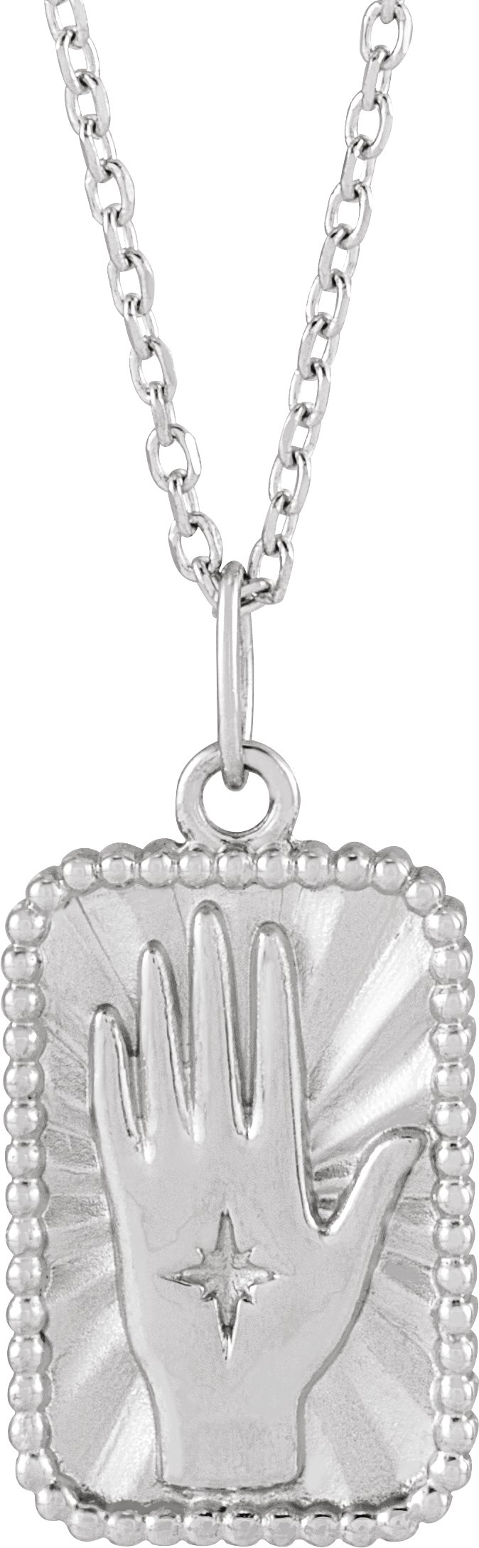 Platinum Hamsa Hand Tarot 16 to 18 inch Necklace Ref 19625825