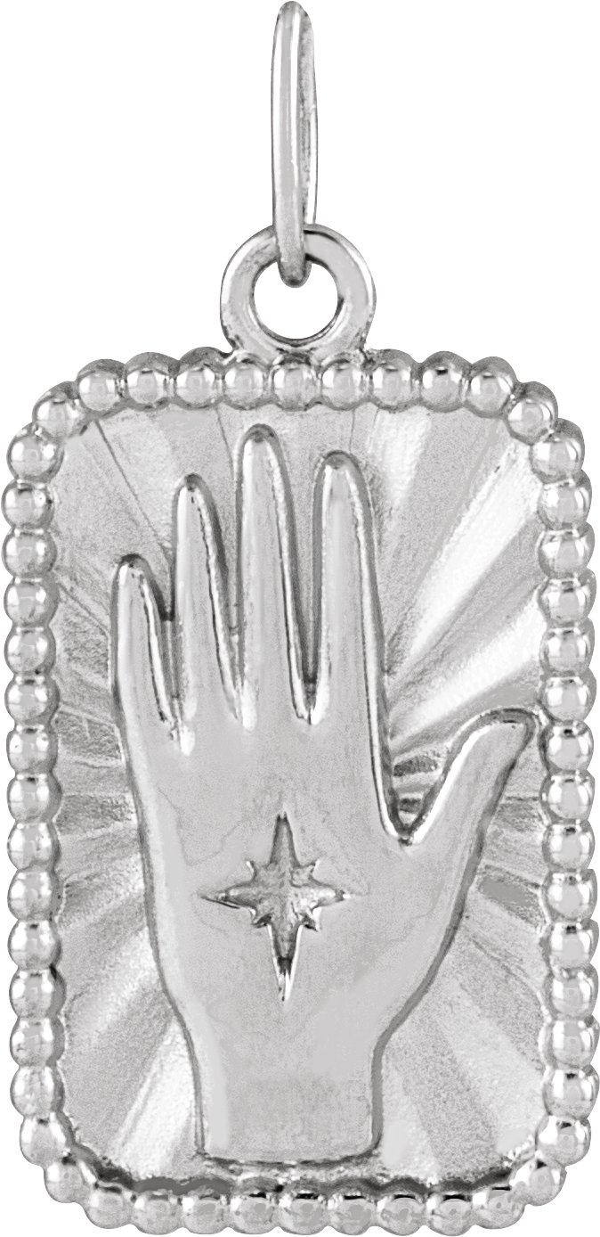 Sterling Silver 20.2x9.42 mm Hamsa Hand Tarot Pendant