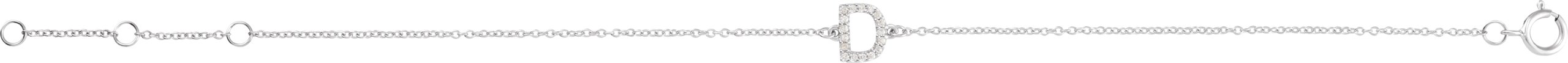 14K White .06 CTW Natural Diamond Initial D 6-7 Bracelet