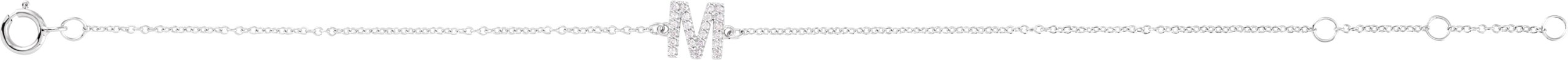 14K White .07 CTW Natural Diamond Initial M 6-7 Bracelet