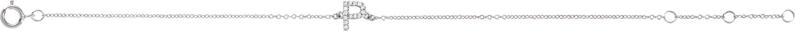 14K White .05 CTW Natural Diamond Initial P 6-7 Bracelet