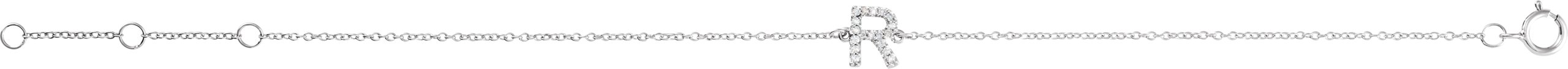 14K White .06 CTW Natural Diamond Initial R 6-7 Bracelet