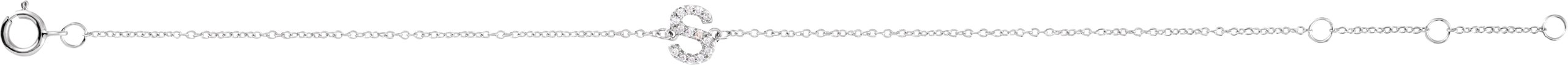 14K White .05 CTW Natural Diamond Initial S 6-7 Bracelet